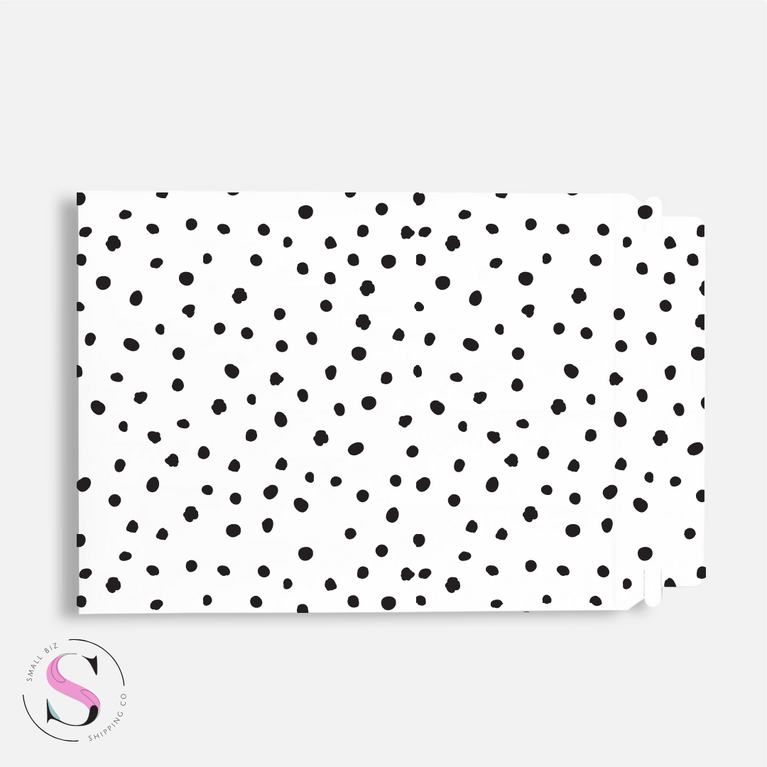 Black Polka Dot Rigid Mailer - Black Polka Dot Stay Flat Mailer