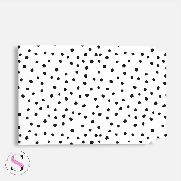 Black Polka Dot Rigid Mailer - Black Polka Dot Stay Flat Mailer